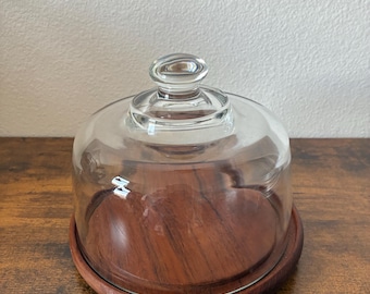 Vintage Goodwood Cheese, Charcuterie Board with Glass Cloche Cover, Vintage Serving