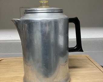 Vintage 20 Cup Mid Century Aluminum Coffee Pot Percolator