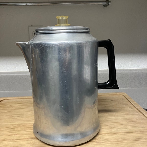 Vintage 20 Cup Mid Century Aluminum Coffee Pot Percolator