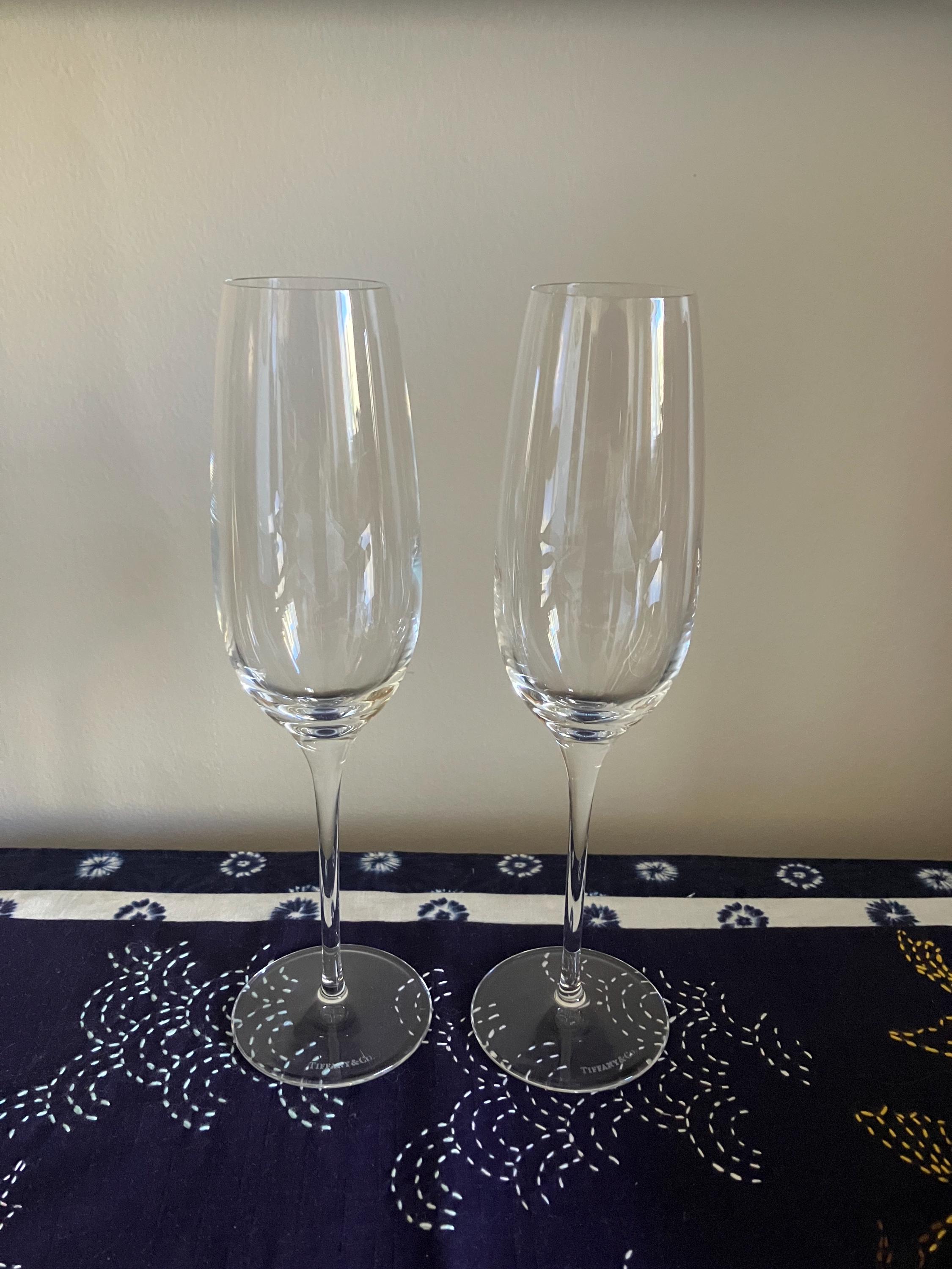 Pair of Tiffany Co. Crystal Champagne Flutes Vintage Tiffany and Co. Crystal Stemware Set of 2 Etsy