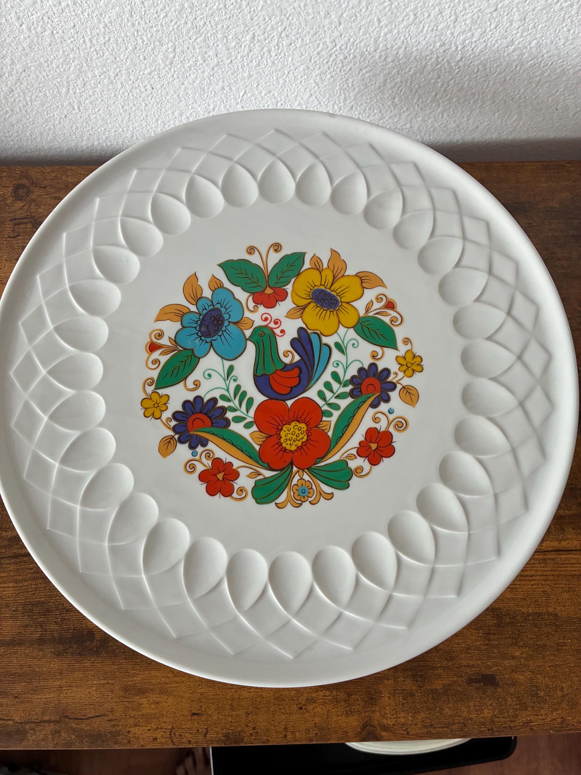 【mkuさま】vintage plate ❀ ステンシルフラワー 深皿 Vintage 1970' Retro Porcelain Cake Stand, MCM Schumann Arzberg