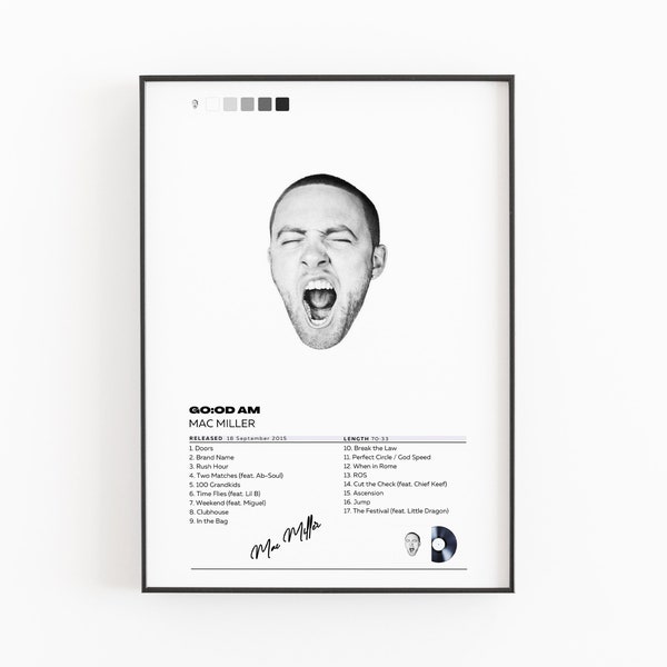Mac Miller Print | GOOD AM Poster | Album Cover Wall Art | Album Poster | Pop Culture Art | Music Fan Gift | A1/A2/A3/A4/A5 Framed & Canvas