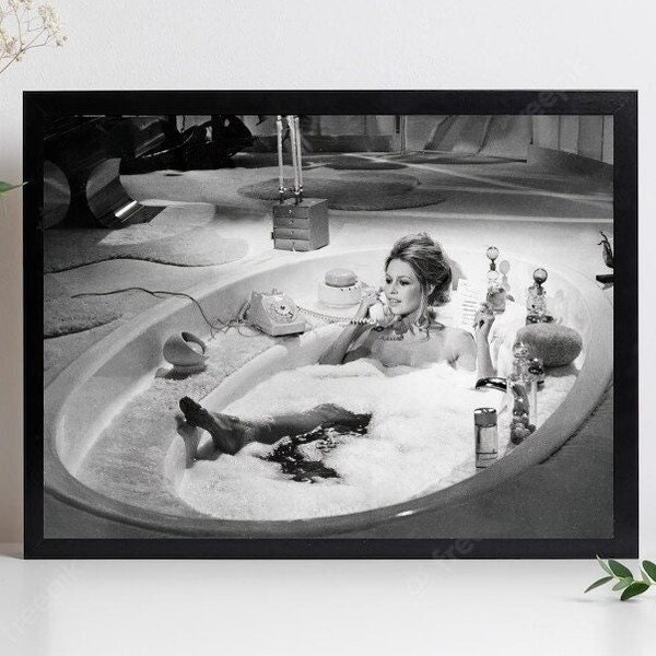 Brigitte Bardot Bath Poster | Vintage Hollywood Photo Print Wall Art for Home and Interior Decor | Framed and Canvas Housewarming Gift