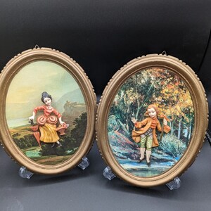 Vintage ornamentado Empire Wall Art Plaques Hombre y mujer