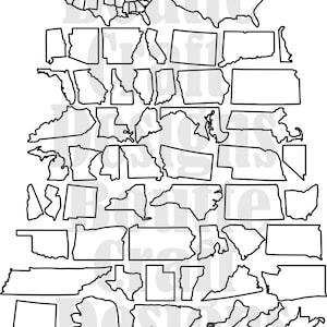 States SVG File Download, United States SVG Bundle Outline Files, Geography EPS Design Download, State Laser Dxf Files, Door Hangers