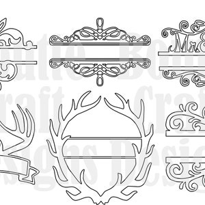 Last Name Frame SVG File Download, Name Monogram SVG Bundle Outline Files, Wedding EPS Design Download, Laser Dxf Files, Door Hangers
