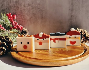 Christmas Artisan Holiday Soap: Order by 12/19!! Santa, Deer, Snowman, Bath Spa Gift Set, Soap Gift Set