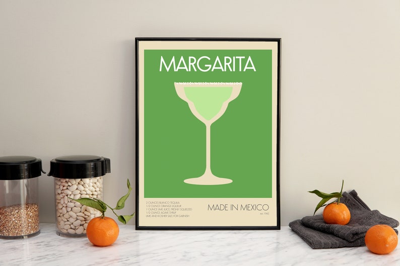 Margarita Printable Poster, Retro Drink Poster, Kitchen Downloads ...