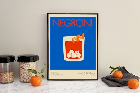 Negroni Retro Drink Poster: Kitchen Bar Art (Digital Download)