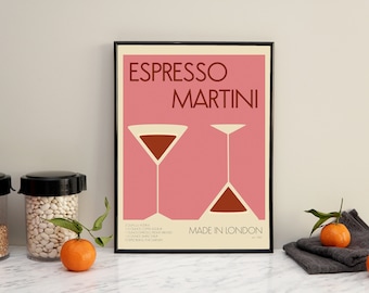 Espresso Martini Retro Drink Poster: Kitchen Bar Art (Digital Download)