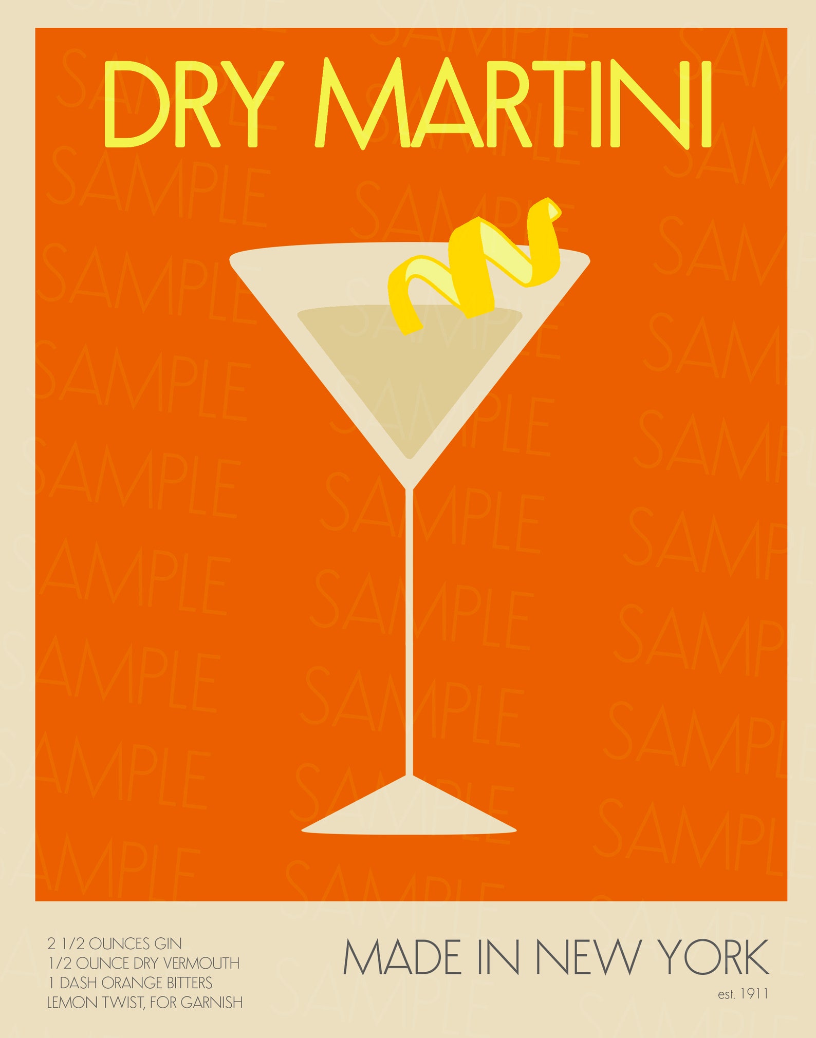 6 Cocktails Printable Posters, Retro Drink Posters, Kitchen Downloads