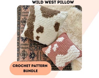 Cow Print Pillow Crochet Pattern: Western Decor (Digital Download)