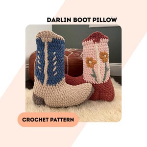 Cowboy Boot Pillow Crochet Pattern: Darlin Boot, No-Sew (pdf pattern)