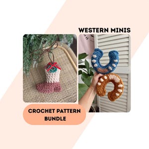 Lot de motifs au crochet western : bottes de cow-boy et ornements en fer à cheval (Modèle PDF)