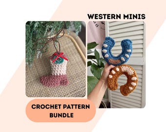 Western Crochet Pattern Bundle: Cowboy Boot & Horseshoe Ornaments (PDF Pattern)