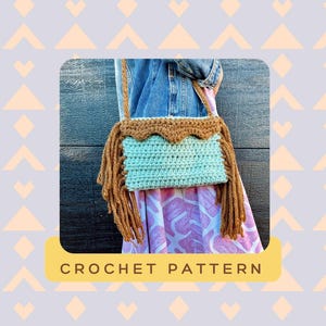 Porte-monnaie à franges Jolene au crochet taille ENFANT MOTIF | sac à main fille au crochet | mini fourre-tout | style cow-girl