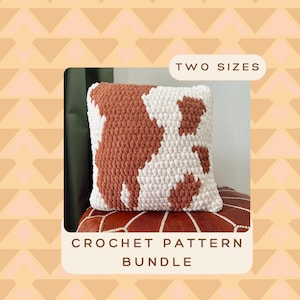 Wild West Pillow Crochet PATTERN | Two sizes cowhide pillow pattern | Western crochet pattern | No Sew | Cow print pillow