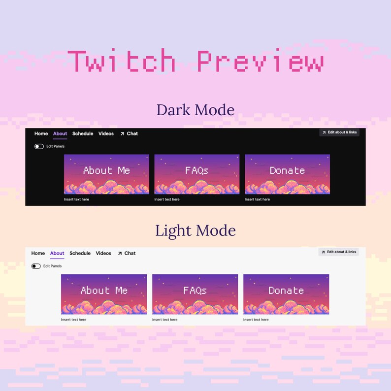 27x Twitch Panels for Streamer Channels Pngs Pixel Cloud - Etsy