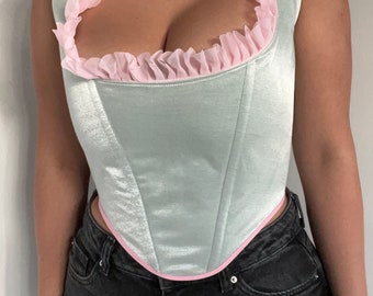 Haut corset - Menthe Cotton Candy - Débardeur ajustable de style Régence