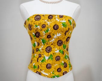 Haut corset - Les tournesols - Débardeur ajustable de style Régence