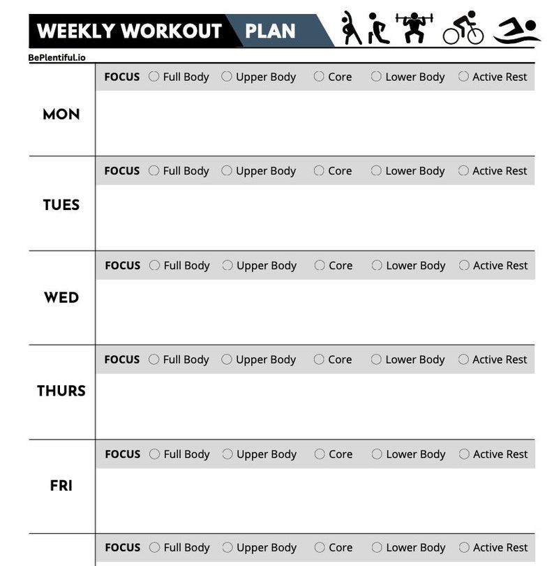 Workout Planner Printable, Exercise Log, Workout Template, Workout Calendar, Fitness Planner ...
