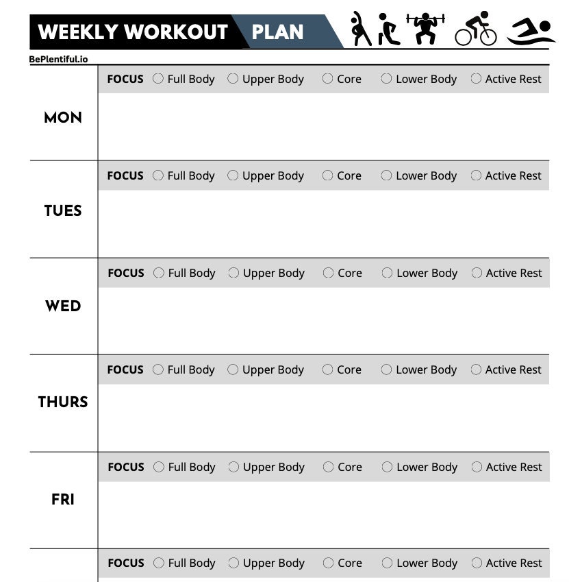 Workout Planner Printable, Exercise Log, Workout Template, Workout Calendar, Fitness Planner ...