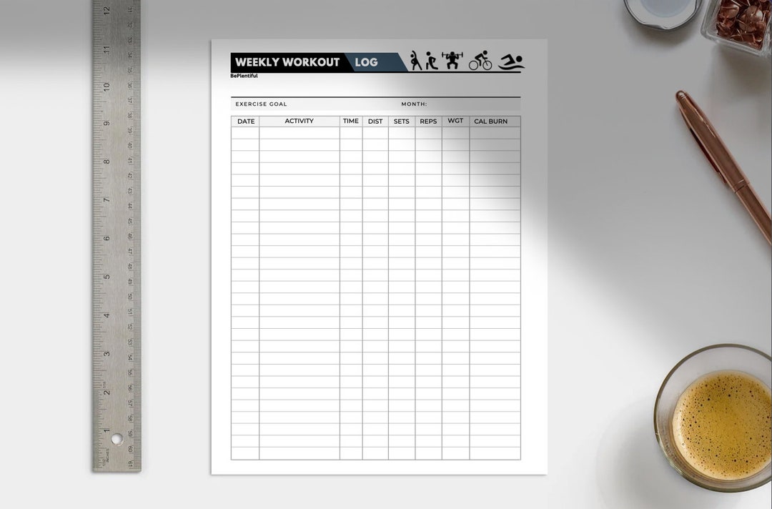 Workout Planner Printable, Exercise Log, Workout Template, Workout Calendar, Fitness Planner ...