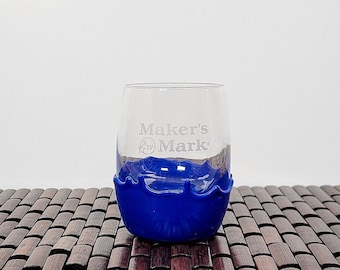 Small Blue/Red Makers Mark Dipped Tasting Glass | Gift for Husband