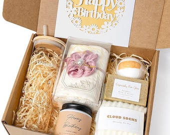 Happy Birthday Gift Box for Women | Comfort Self Care Package for Her | Relaxation Basket