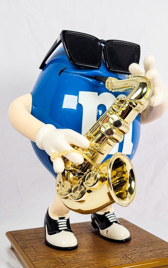 Blue M&M Playing Saxophone Character Candy Dispensers | Gift for