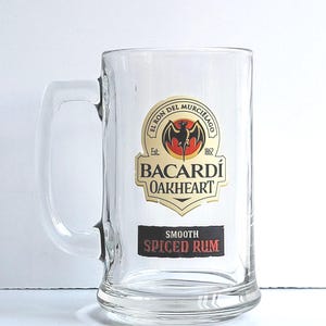 Bacardi Rum Spiced Glass Mugs | Gift for Husband