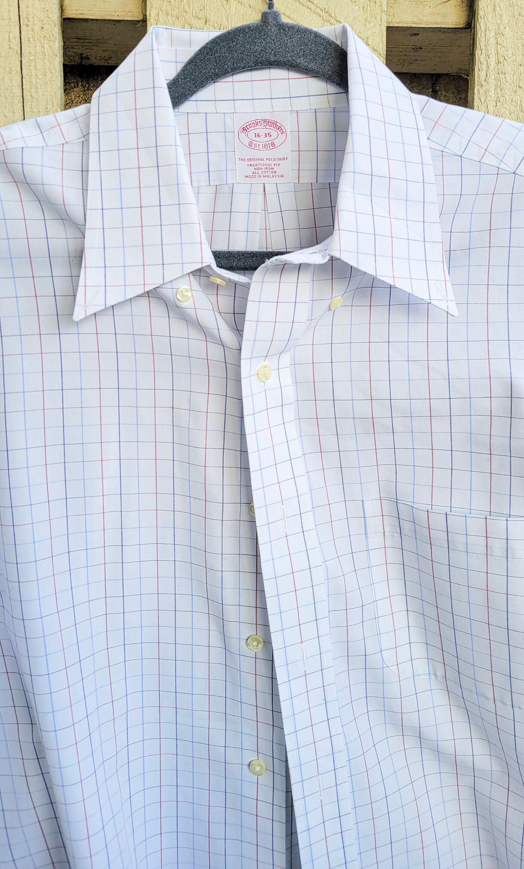 Chemise Homme Brooks Brothers Manches Longues - 100% Coton Sans Fer - Taille L Regular - Occasion Très Bon état