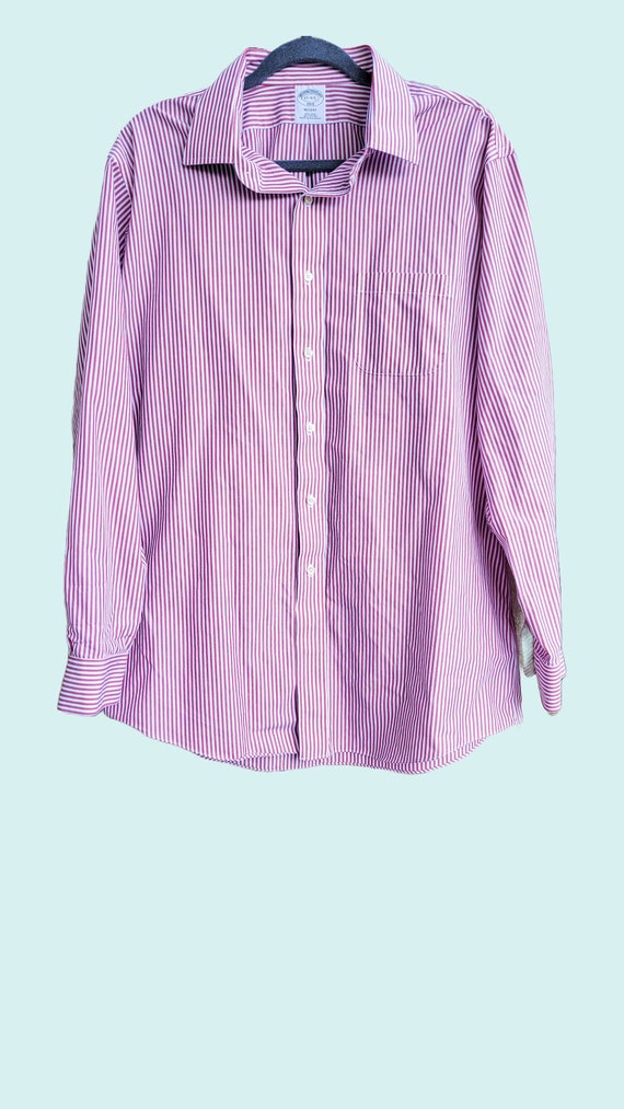brooks brothers regular fit non iron dress shirt Brooks Brothers Regular Fit Stretch Cotton Non-Iron Oxford Polo Button Down Collar Checked Shirt: Navy/Purple