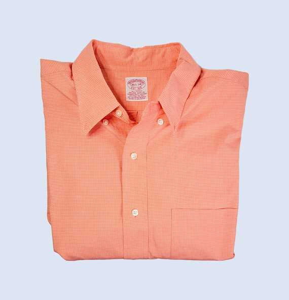 Brooks Brothers Peach Dress Shirt Checkered Men's 100% Cotton (size 16.5-34) - Etsy Brooks Brothers Peach Dress Shirt Checkered Men's 100% Cotton (size 16.5-34) - Etsy