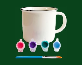 Premium DIY Kit Paint Your Own Mug | Includes Mug, Paint, Brush, and Instructions