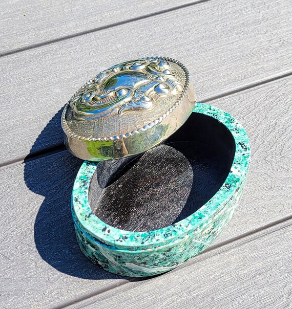 Emerald Green Marble Jewelry Box for Girls Gem