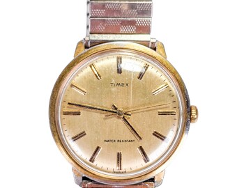 Timex Vintage Mens Denim Dial /37MM( Rare) Goldtone Case  display picture 2