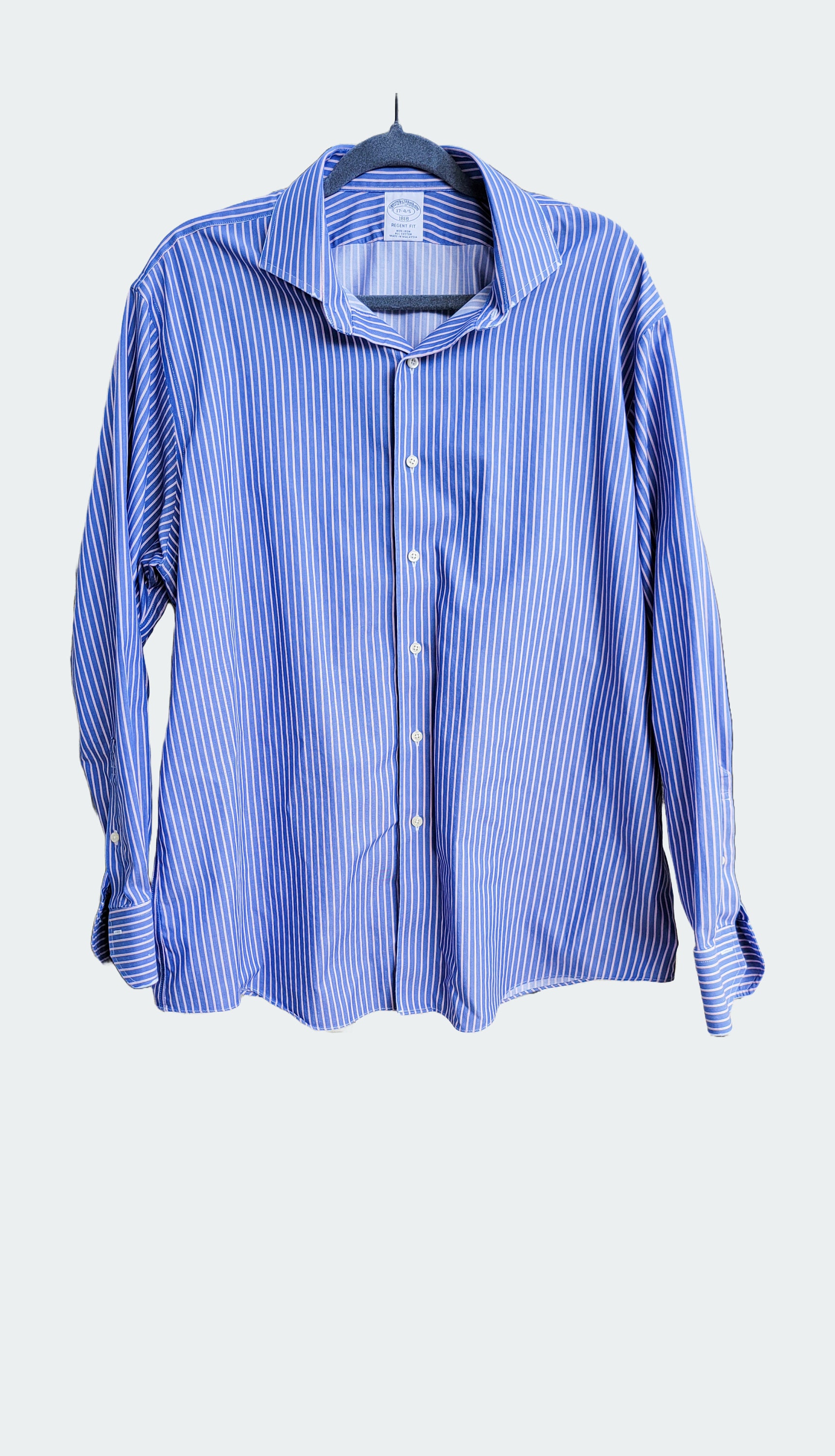 Brooks Brothers Striped Dress Shirt: Blue & White Cotton, Regent Fit  (17-4/5) - Etsy