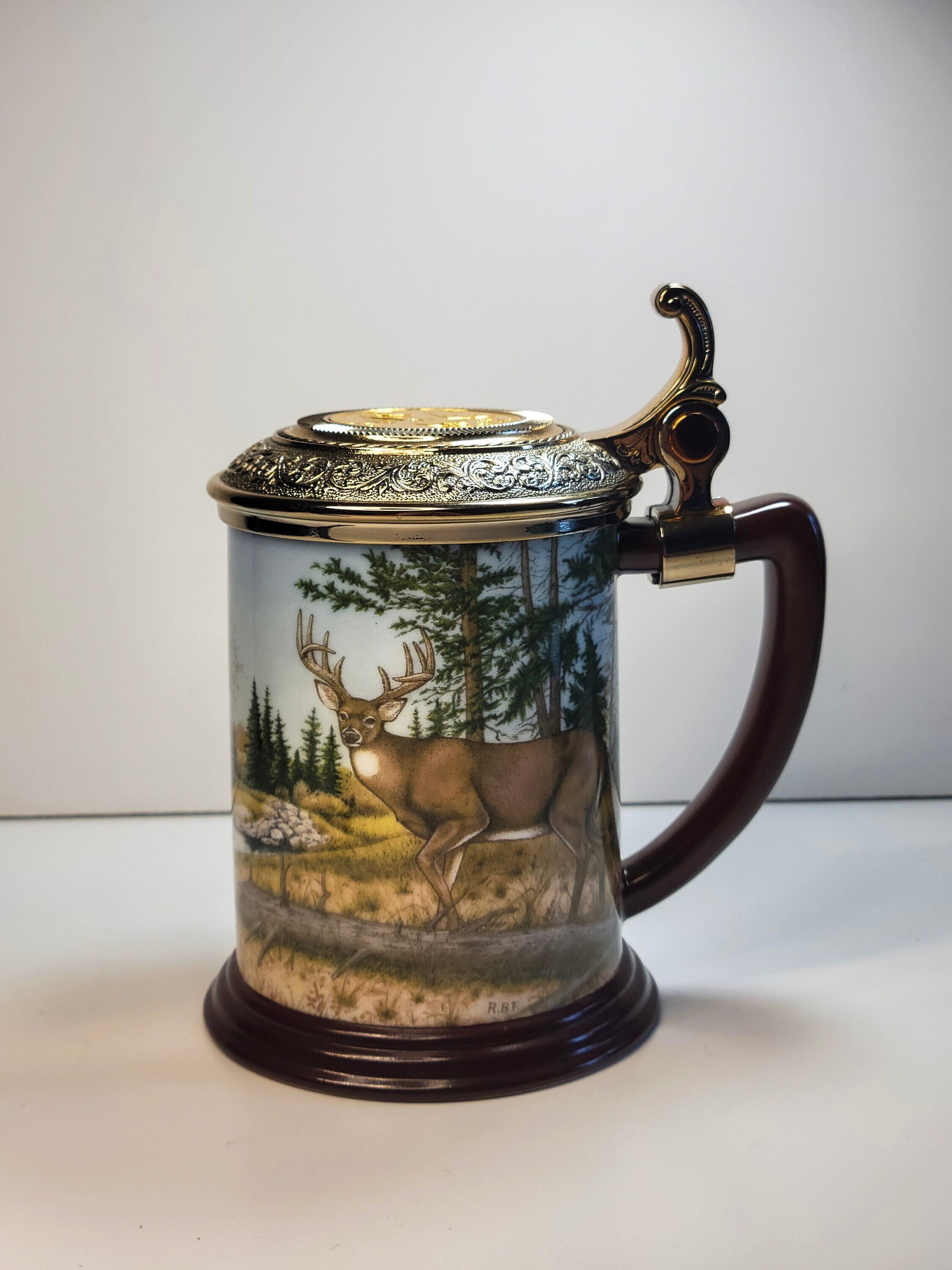 Beer Tankard With Lid Hunting Gift for Men Etsy
