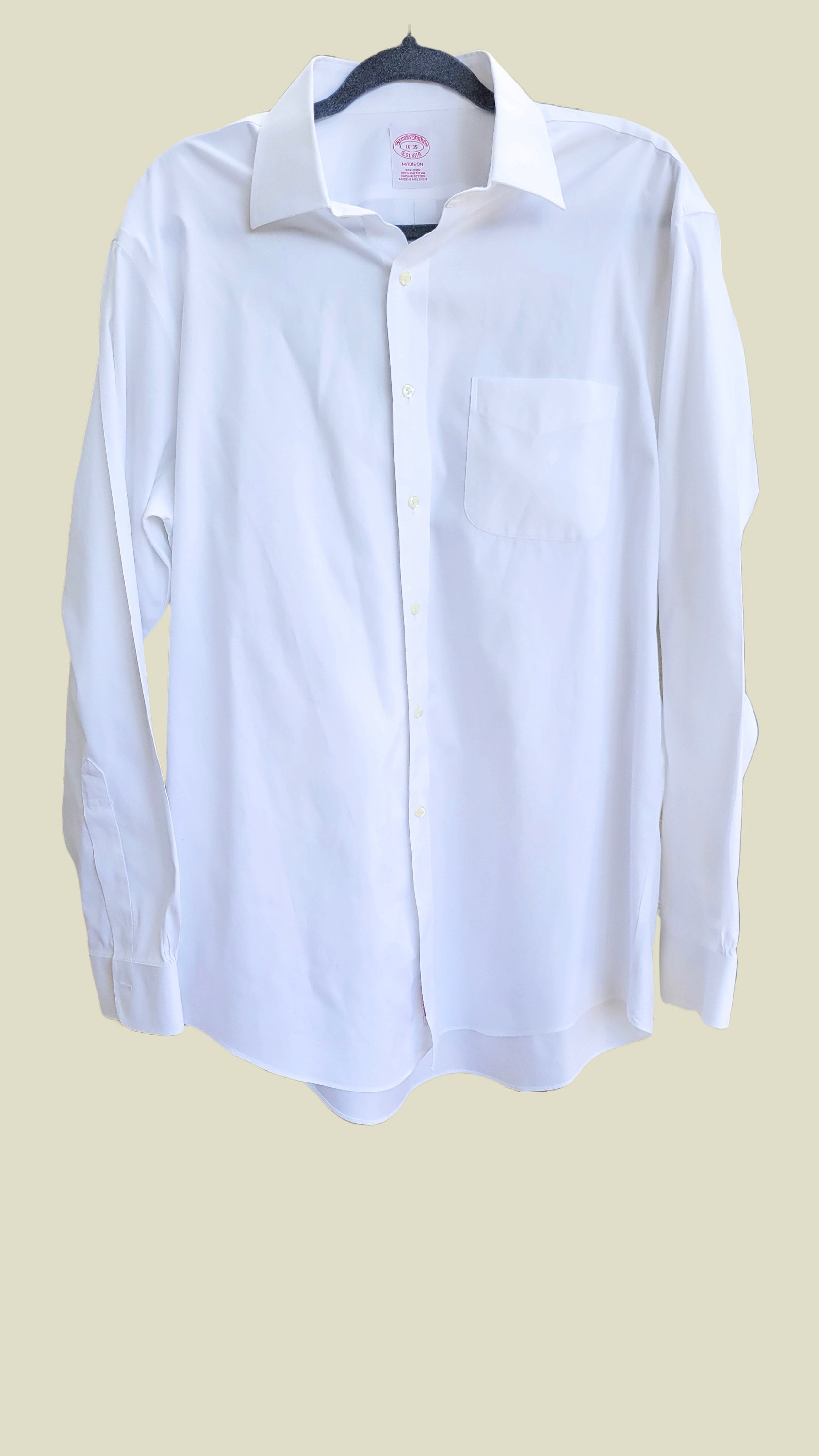 Chemise Homme Brooks Brothers 17-34 - Col 17, Manchettes Françaises, Coton Supima
