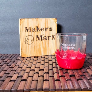 Makers Mark Wide Rock Glass Wax Dipped Handmade | Bourbon Gifts for Him