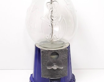 Rare Pillsbury Doughboy Candy Dispenser | Blue Metal and Glass Gumball Machine