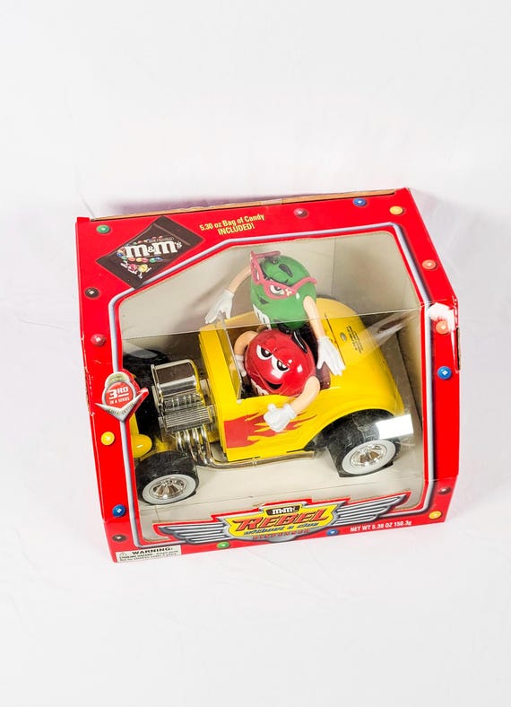 M&M Yellow Hotrod Racing Car Character Candy Dispenser Brand New