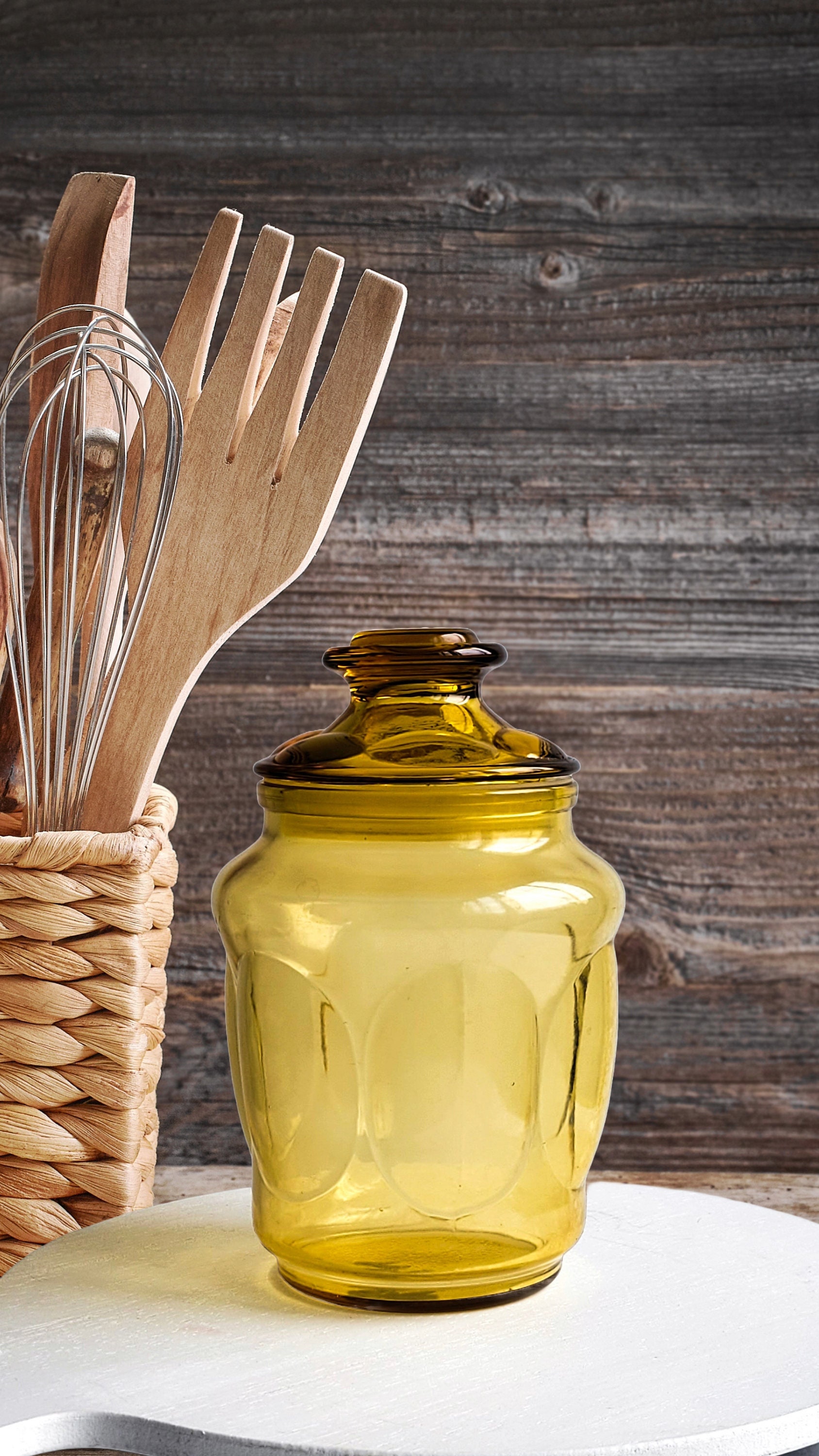 MCM Italian Amber Glass Kitchen Counter Jar With Airtight Lid - Etsy
