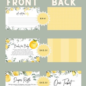 Editable Lemon Themed Baby Shower Diaper Raffle, Books for Baby, and Note to Baby Bundle