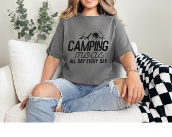 T-shirt Mode camping toute la journée, T-shirt de camping amusant, T-shirt unisexe Gildan 5000, Cadeau de plein air, T-shirt de randonnée, T-shirt style de vie de camping