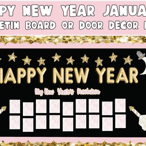 January New Year Bulletin Board Kit, Door Decor, New Year&#39;s Resolution, Writing, Digital Download, Print and Cut, Classroom, January, School