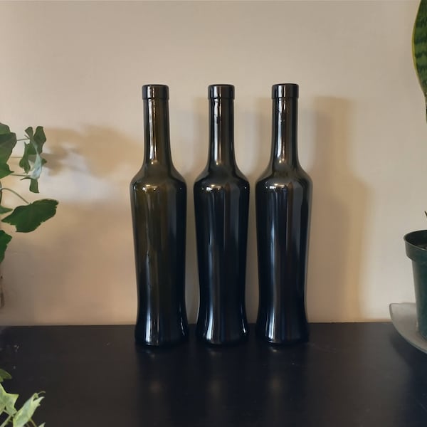 Black Olive Green Glass Bottle