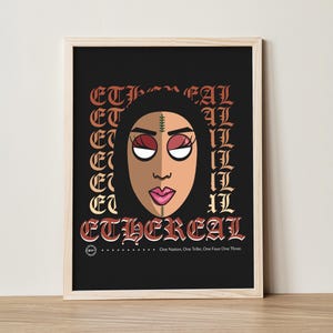 North African Woman Digital Print, Amazigh Tattoos Wall Print, Berber Face Tattoo Home Decor, Amazigh Identity Poster, Kabyle Berber Artwork