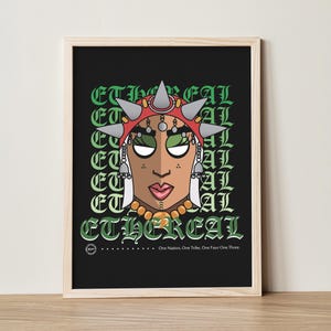Amazigh Berber Woman Art Print, Moroccan Wall Art, Ethnic Warrior Portrait, Berber Tattoo, Amazigh Wall Art, Berber Kabyle Home decor Print